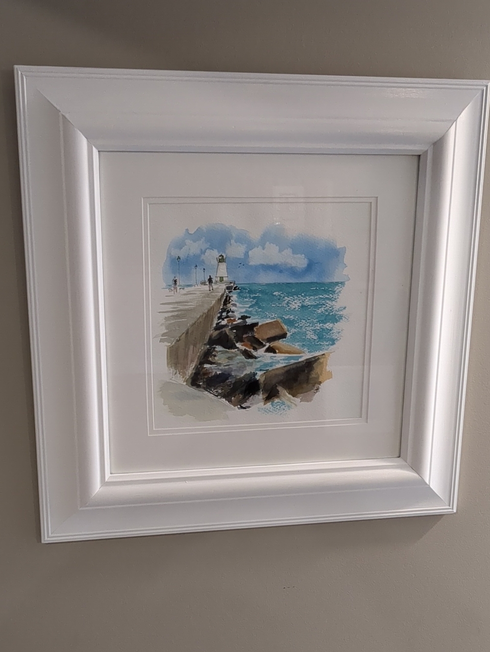 Coastal Lighthouse Watercolor Painting